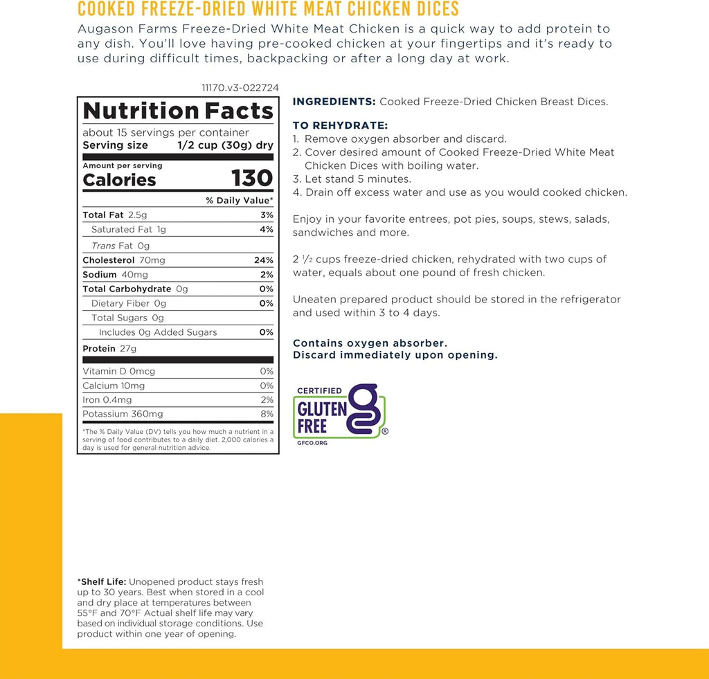 Freeze-Dried White Meat Chicken, 16 oz Q6064