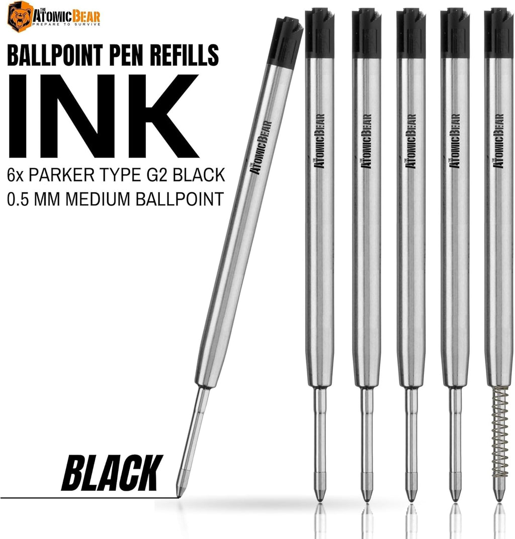 Ballpoint Pen Refills, Black Ink Medium Flow, 6 Pack B6244