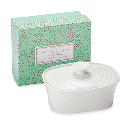 White Covered Butter Dish with Lid, Porcelain, Microwave and Dishwasher Safe M273