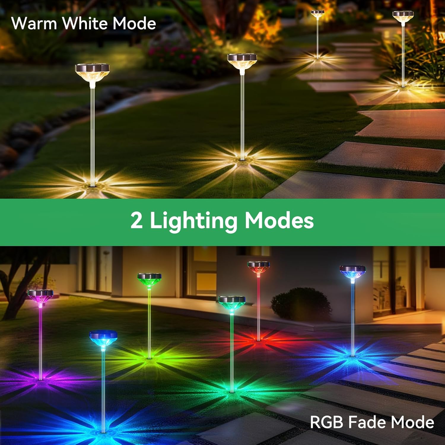 Solar Pathway Lights Outdoor, 6 Pack Color Changing Warm White, IP65 Waterproof L246093