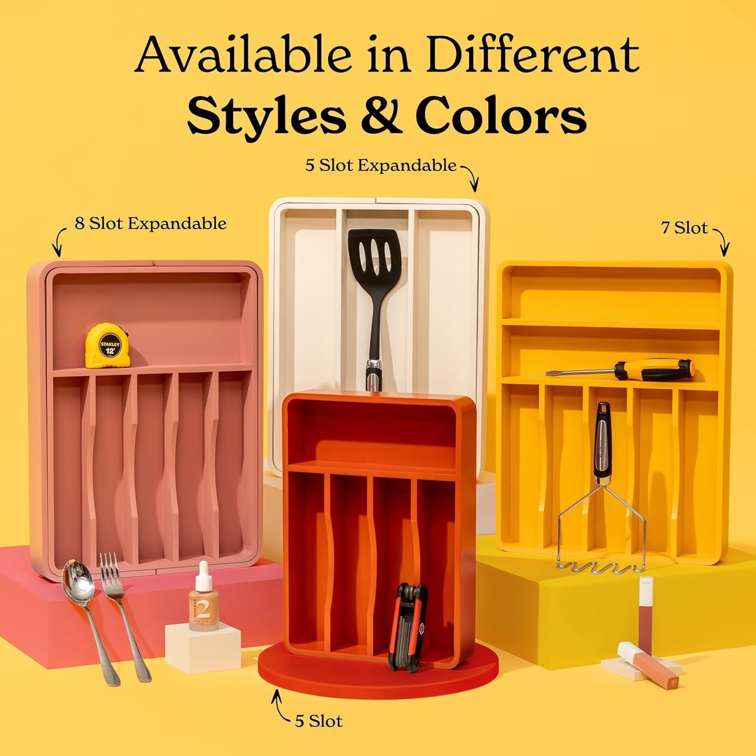 Bamboo Drawer Organizer with 8 Compartments for Utensils L759975