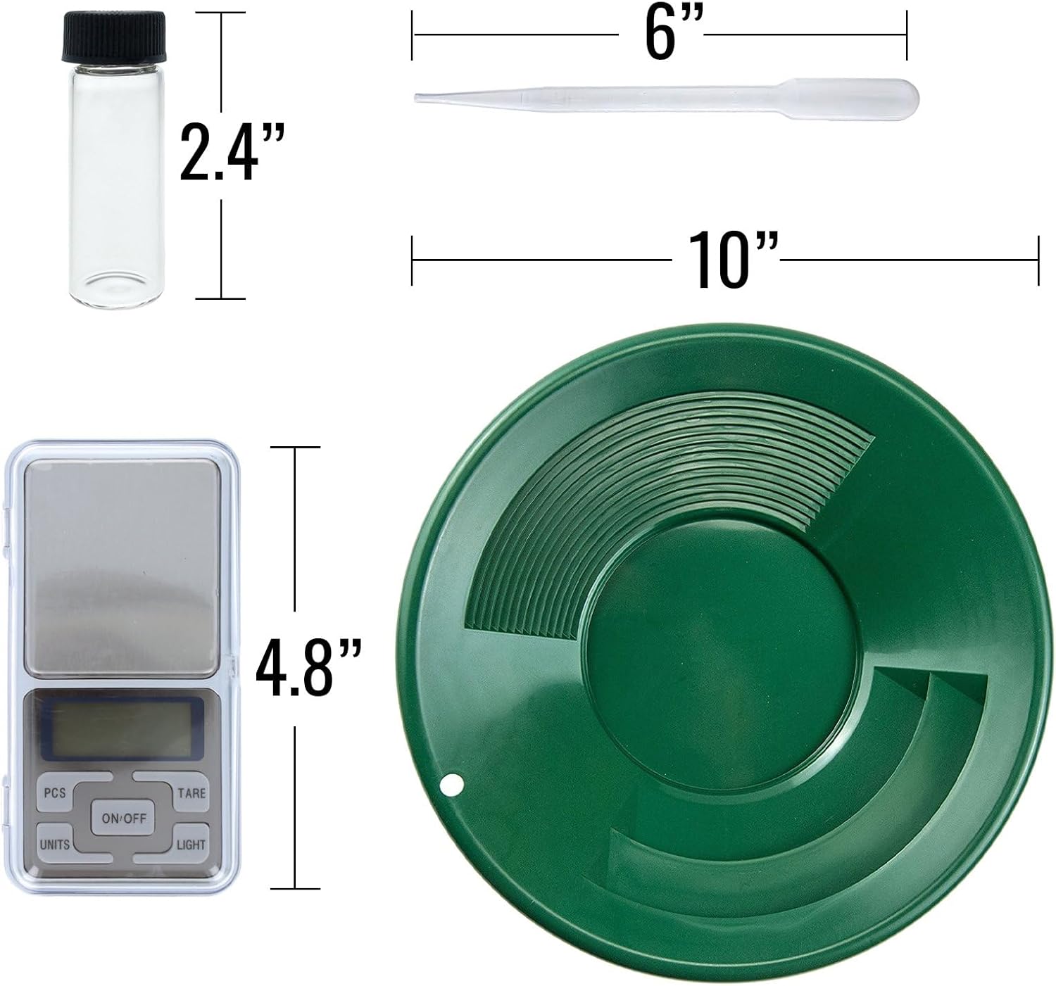 Gold Prospecting Pan Kit with Glass Vials and Pocket Scale Q7922