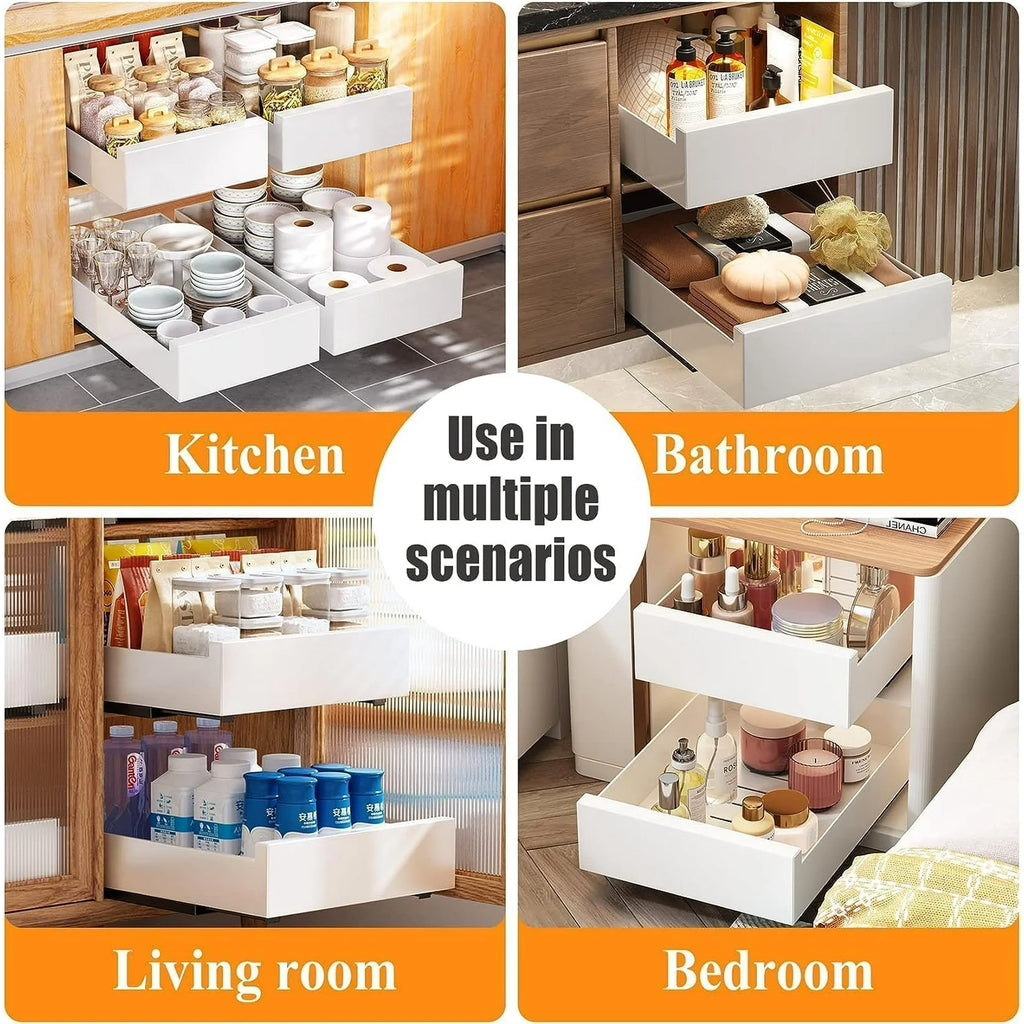 Pull Out Cabinet Organizer, 21" Deep, White L831697
