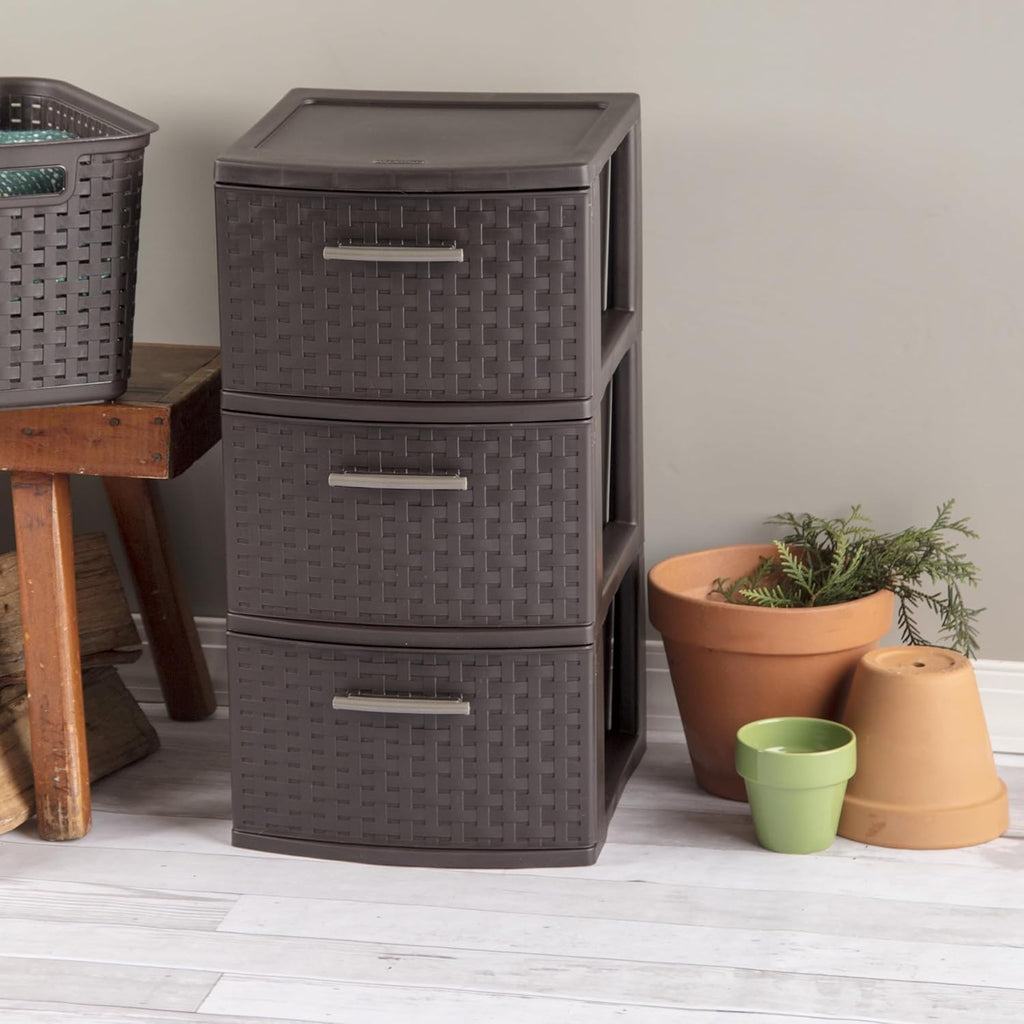 3-Drawer Weave Tower, Espresso L11467