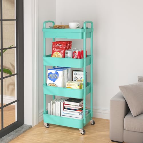 Rolling Utility Cart with Drawer, 3-Tier Storage Organizer, Black A207