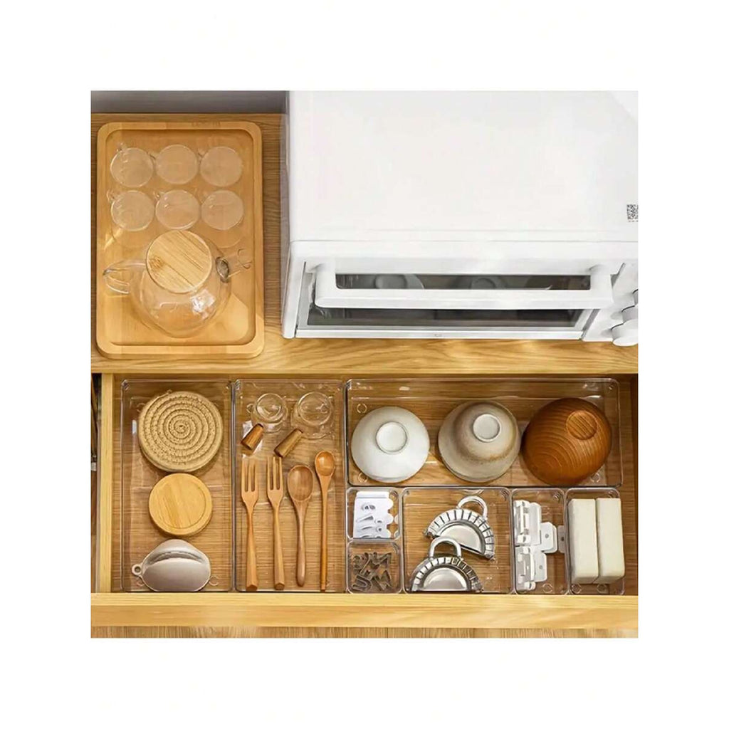 Clear Plastic Drawer Organizers Set, 4-Size Trays Y64400