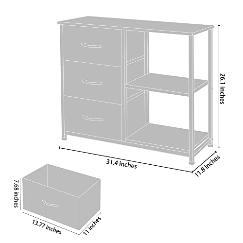 Rustic Brown Fabric Dresser with 4 Drawers and 2 Shelves R4438