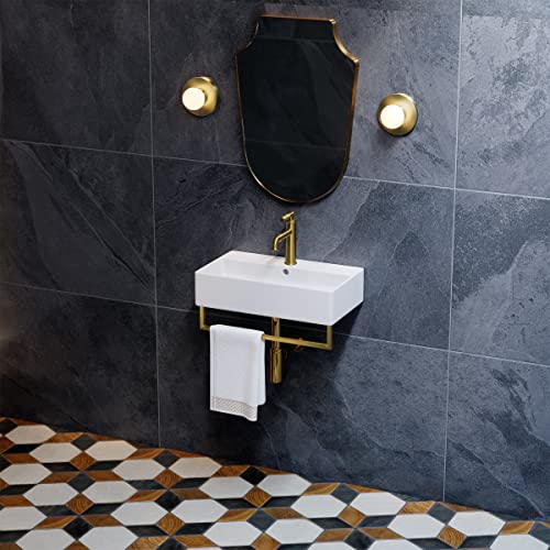 Wall-Mount Bathroom Sink with Silver Towel Bar Z89917