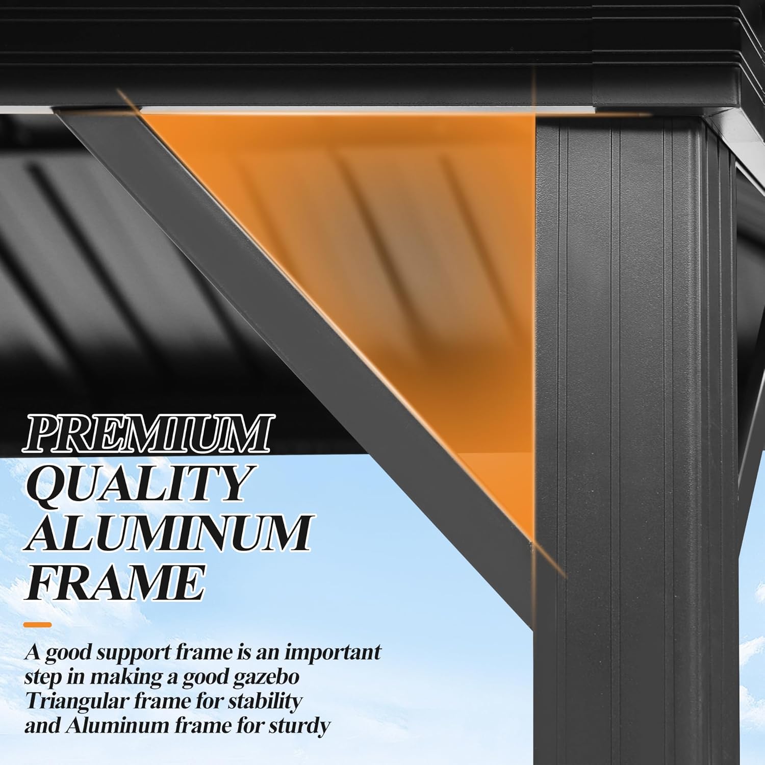 Outdoor Hardtop Gazebo with Double Roof and Netting D864