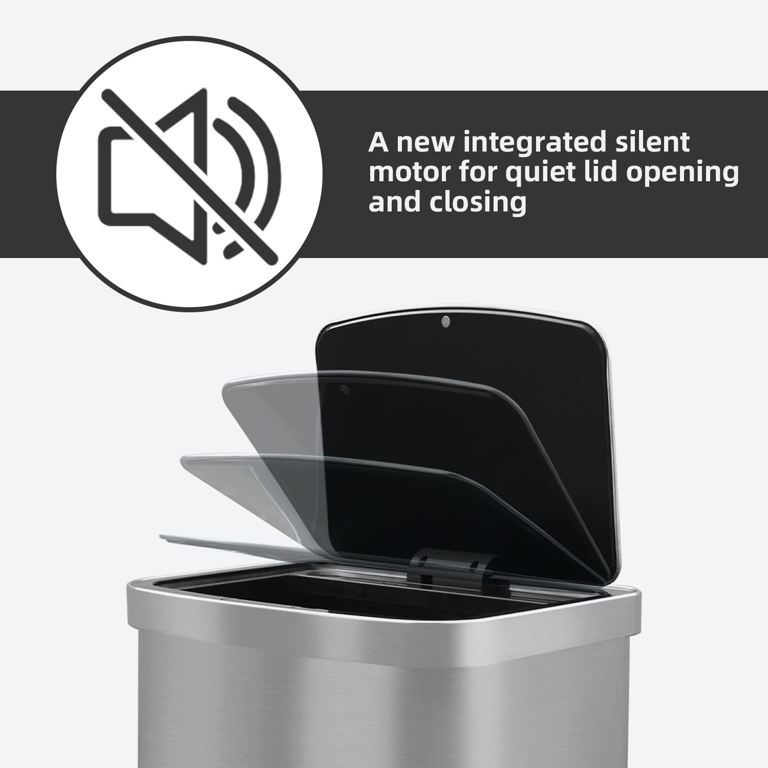 Touchless Motion Sensor Kitchen Trash Can, Stainless Steel, 13.2 Gal E604605