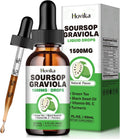 Soursop Leaves & Fruit, Soursop Graviola Liquid Drops 1500mg with Green Tea, Black Seed Oil, Turmeric for Cell Support, Immune, Antioxidant - Soursop Bitters Liquid, Natural-B Flavor 2 Fl Oz