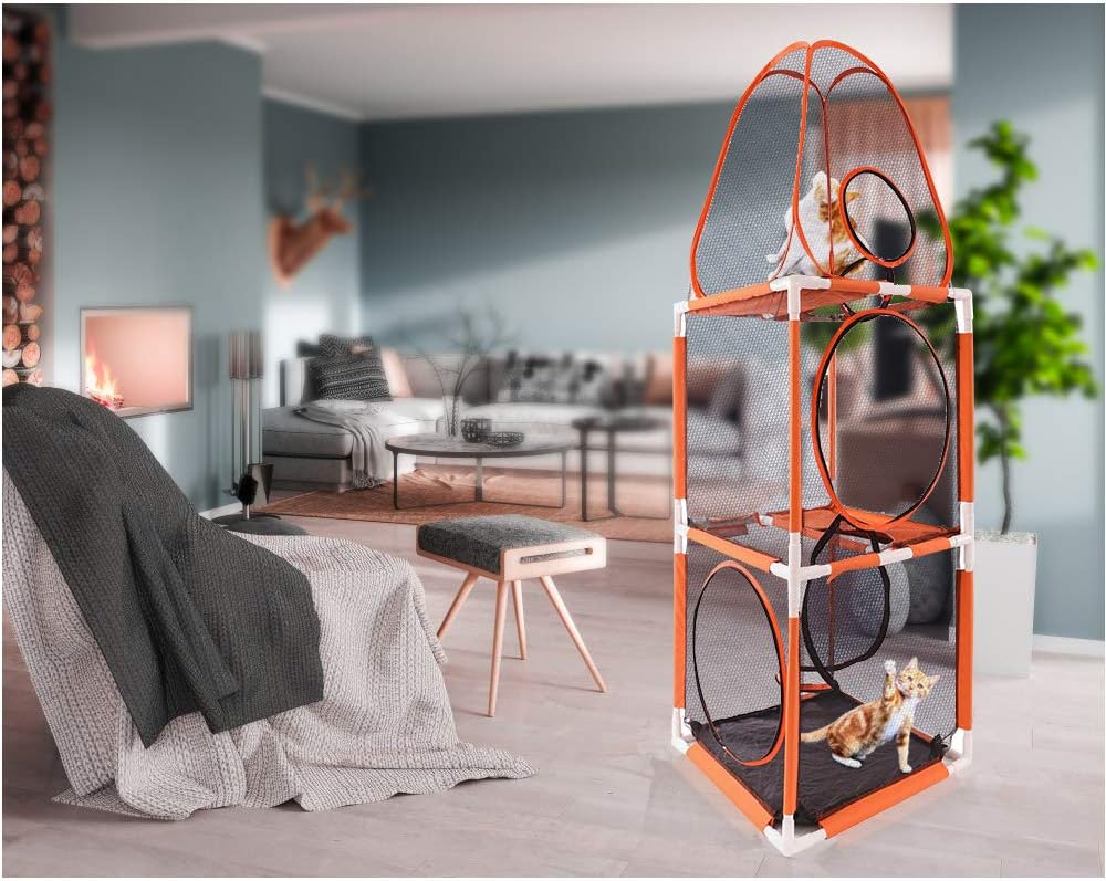 3 in 1 Pet Play House with Jumping Tower, Tent & Tunnel H936468