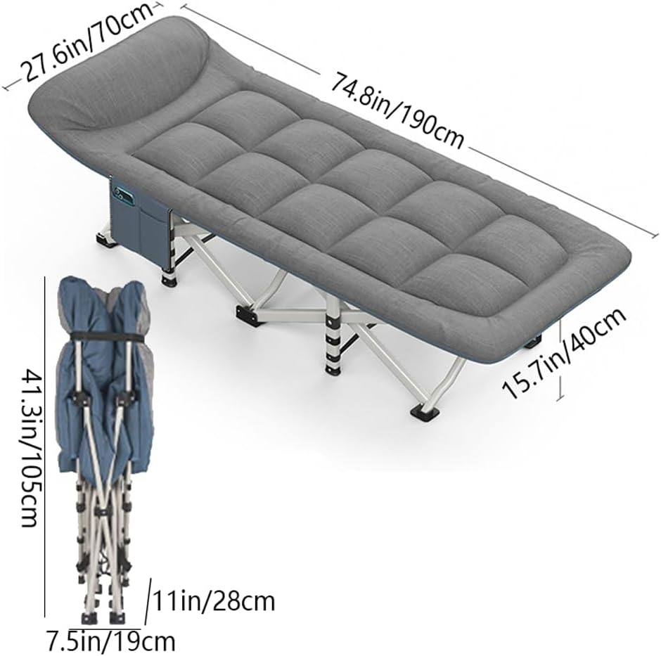 Folding Camping Cot with Mattress and Pillow, Portable Lightweight Sleeping Bed T4218
