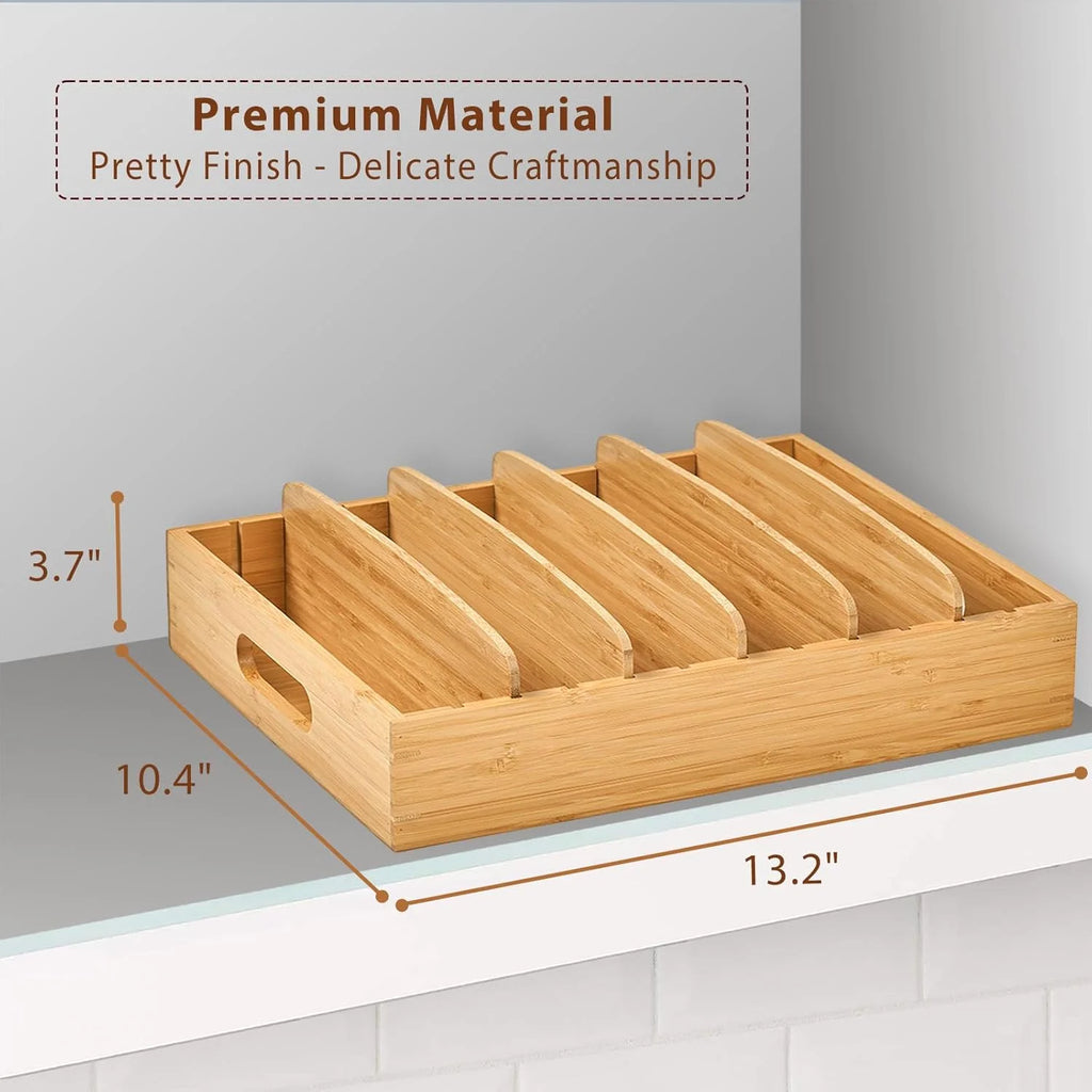 Bamboo Drawer Caddy with Adjustable Dividers for Kitchen Storage Y54438