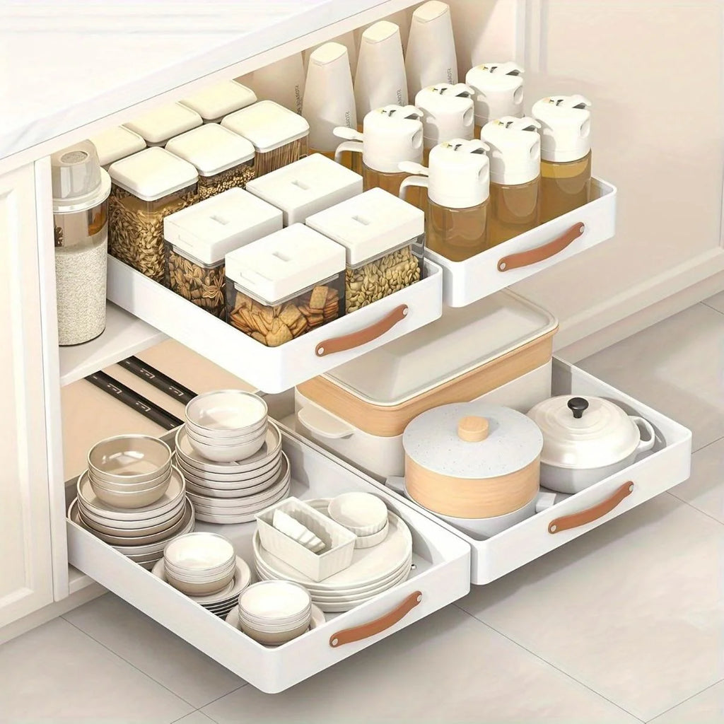 Cabinet Organizer with Adhesive Nano Film, Pull Out Drawer for Kitchen Pantry S678