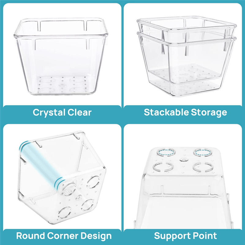 Clear Plastic Drawer Organizer Set 4-Size Bathroom Vanity Trays A87020