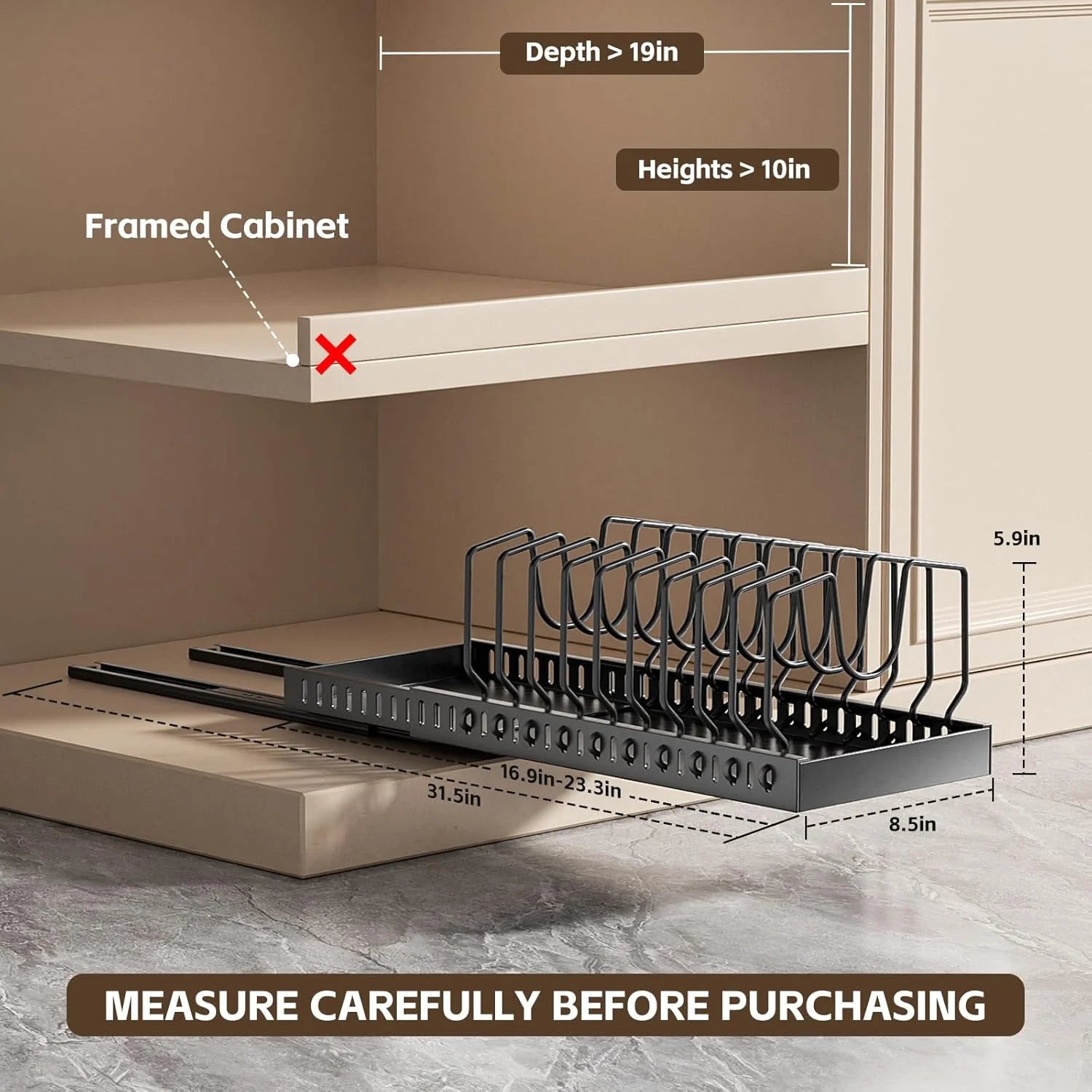 2 Pack Expandable Pull Out Cabinet Organizer with 10 Adjustable Dividers for Kitchen Drawers O15196