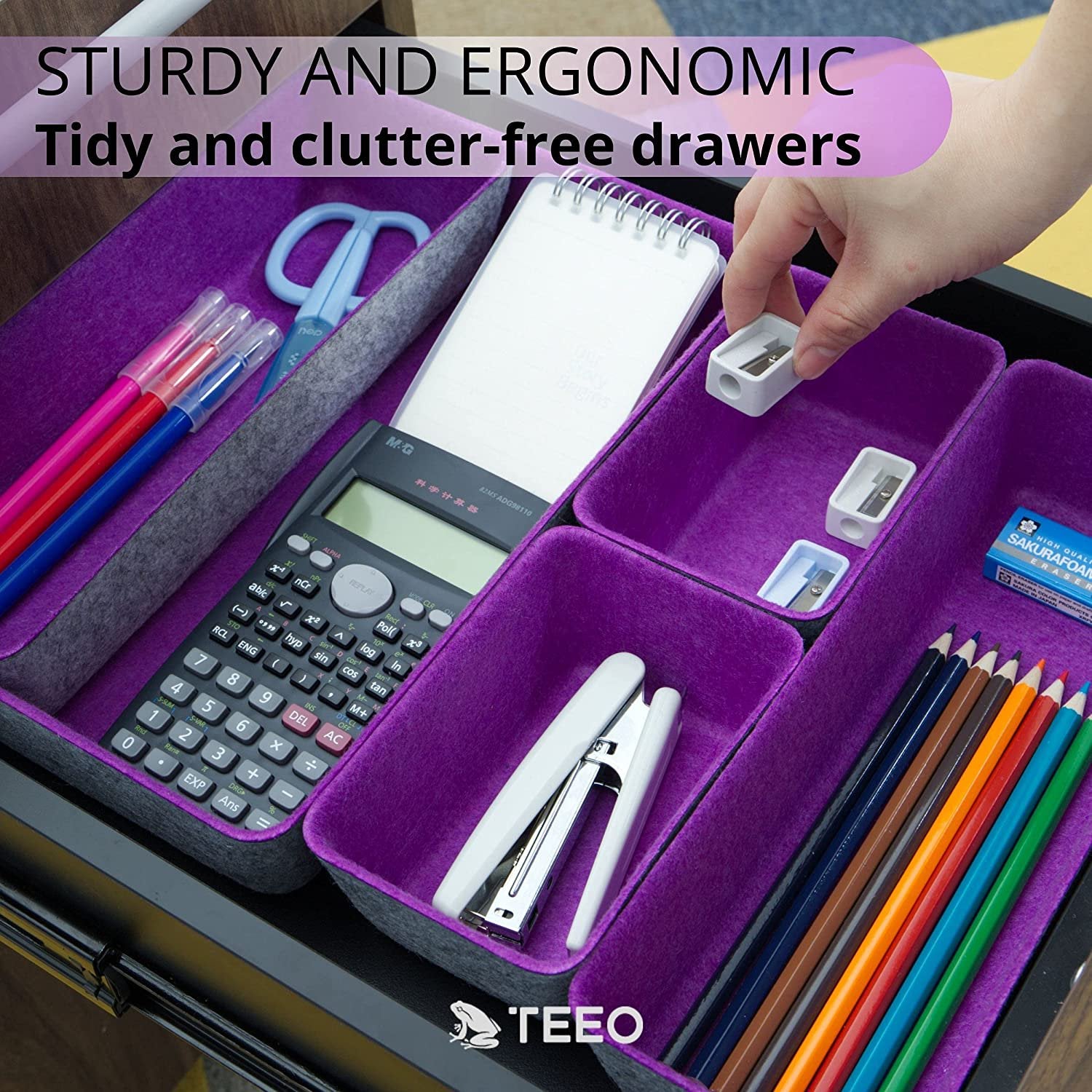 Felt Drawer Organizer for Desk, Kitchen, and Makeup Storage - Pack of 9 Q9407