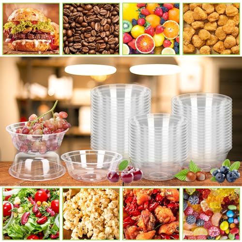 70 Pack Small Clear Plastic Bowls, 14oz Disposable Salad Soup Bowls G238