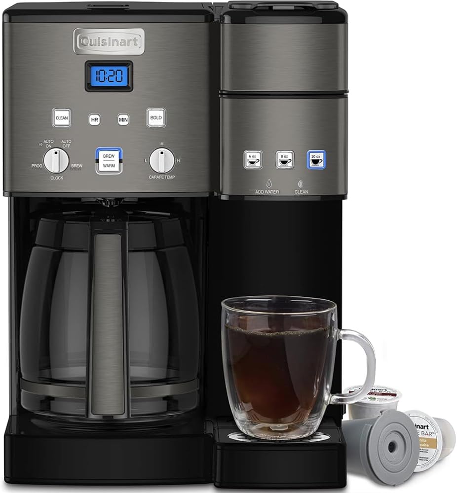 Coffee Maker 12 Cup with 3 Single-Size Brewers, Black/Stainless Steel J107119
