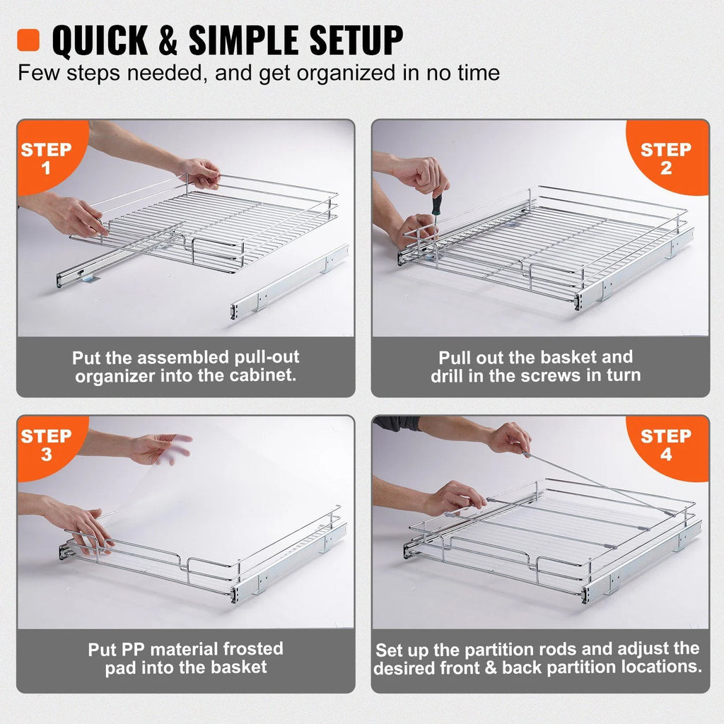 Pull Out Cabinet Organizer, Sliding Shelves for Kitchen & Bathroom J54668
