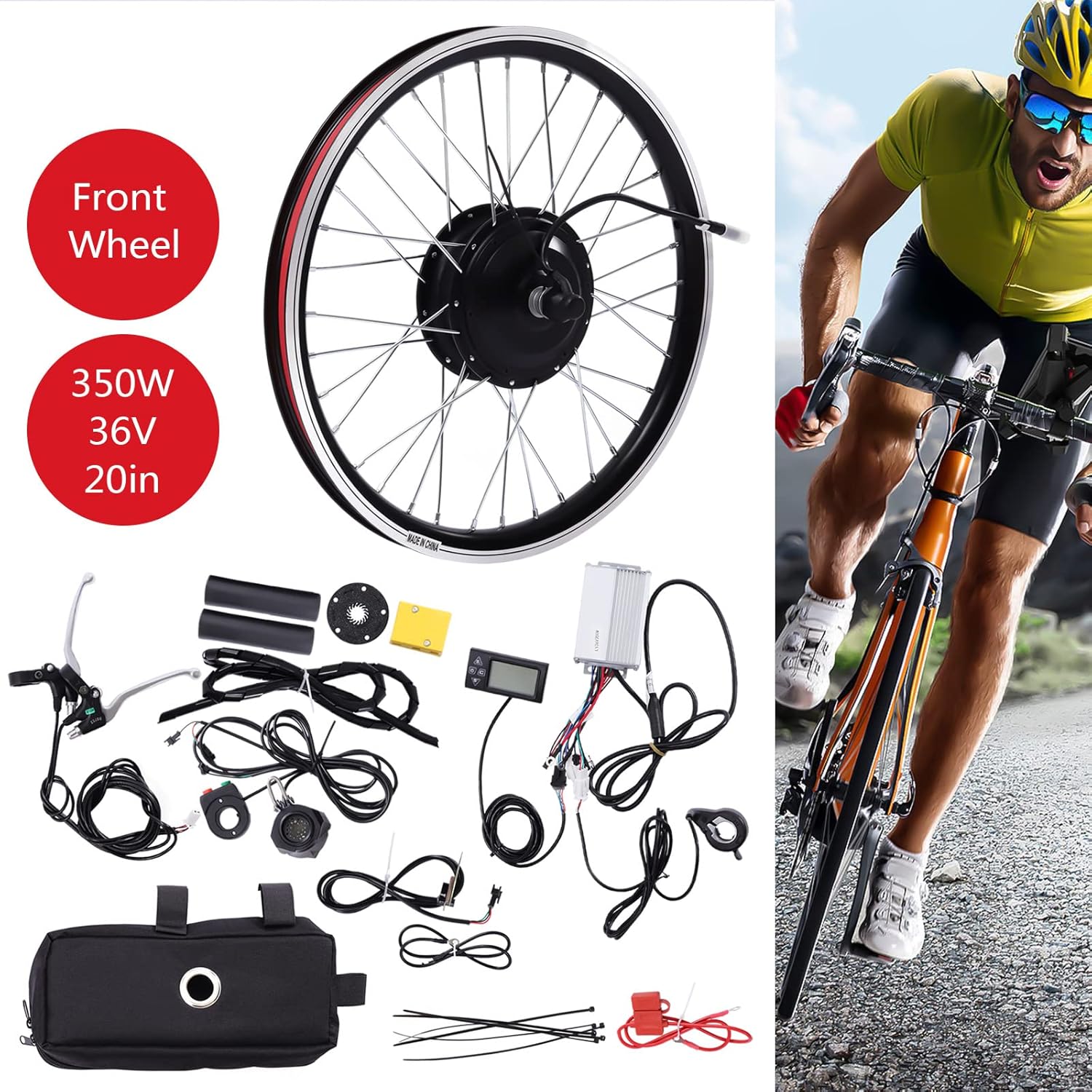 Electric Bike Conversion Kit 36V 350W Front Wheel with LCD Display T6312