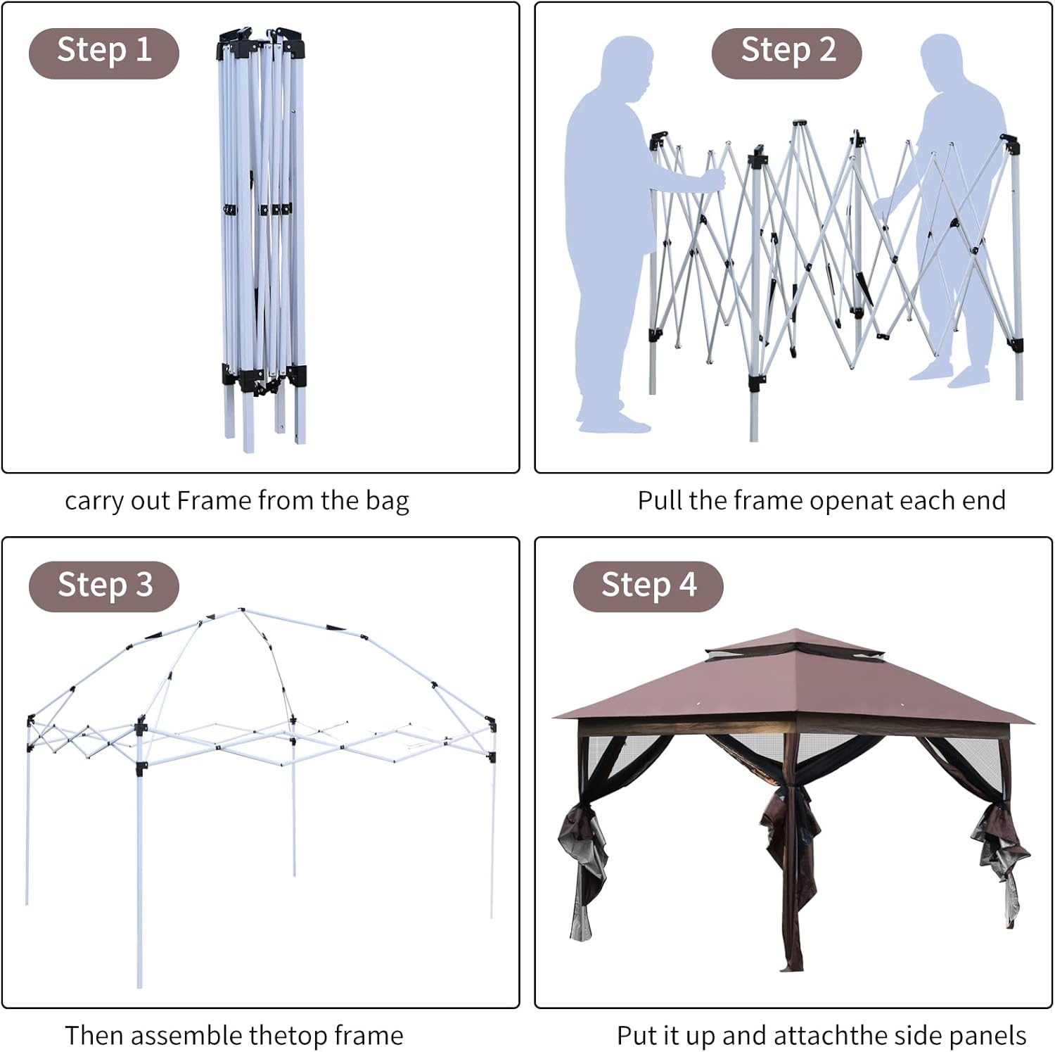 Pop Up Gazebo with Mosquito Netting Double Roof for Patio O893874