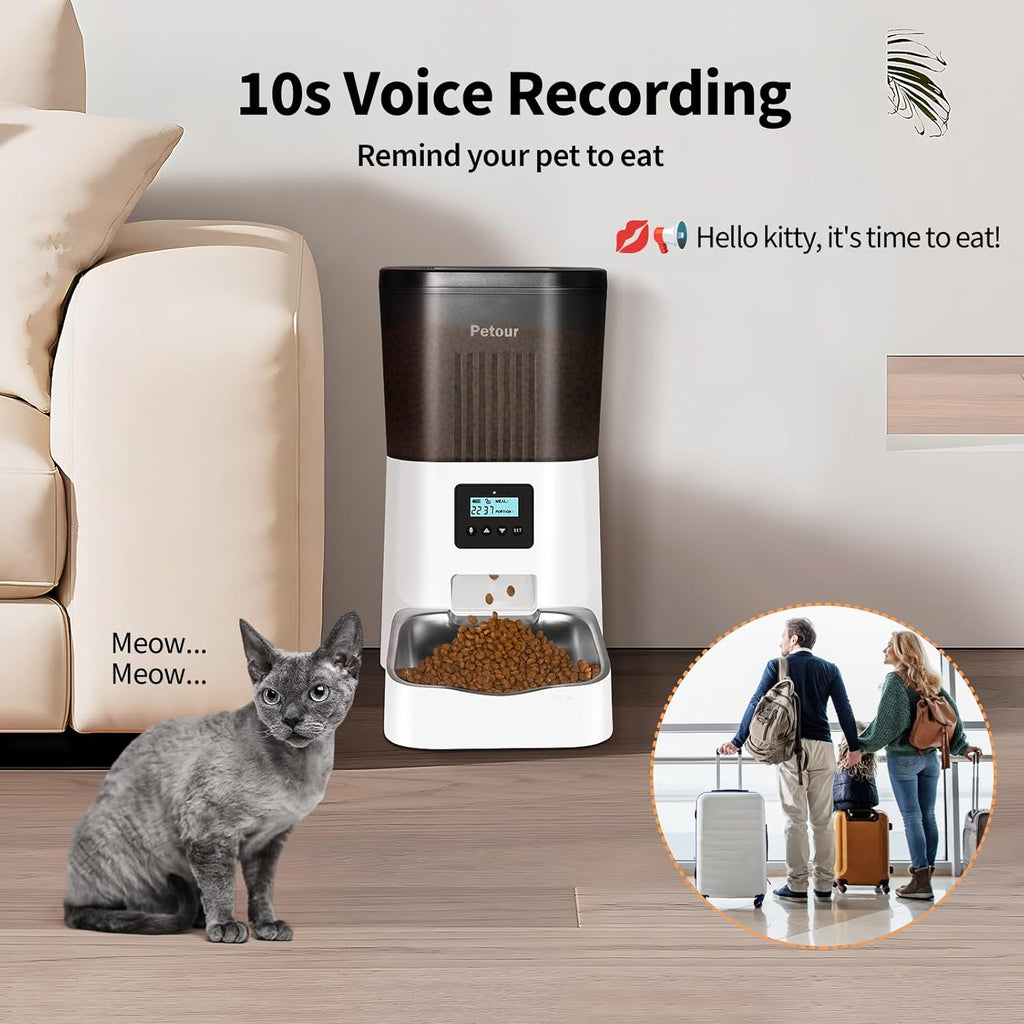 Automatic Cat Feeder with Timed Portion Control and Stainless Steel Bowl L716