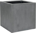Block XL Fiberstone Indoor Outdoor Modern Grey Square Planter, Extra Large, 24 Inch Tall