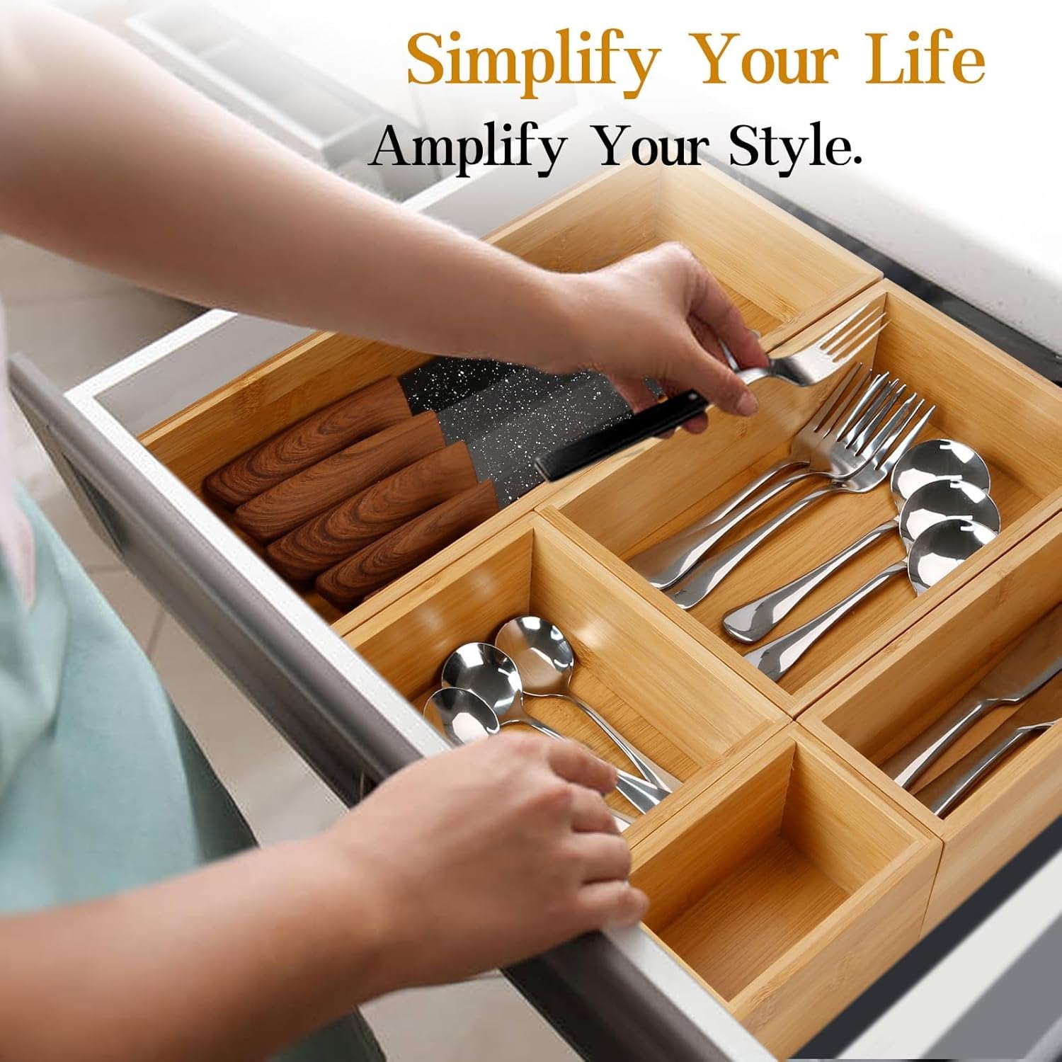 Bamboo Utensil Organizer Box, 5 Pack A67322