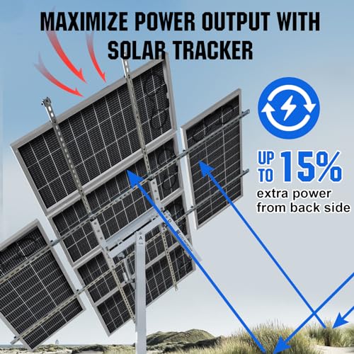 Bifacial 195 Watt 12 Volt Solar Panel Monocrystalline Double-Sided Rigid PV Module for RV, Canopies, Farms, Home and Off-Grid J7732