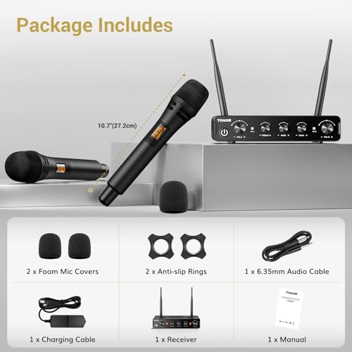 Wireless Microphone System with Receiver for Karaoke and Singing Y613740
