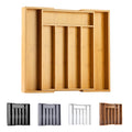 Bamboo Cutlery Tray Organizer Expandable Kitchen Drawer Storage for Utensils Flatware Adjustable Compartments Office Bedroom Use, Brown