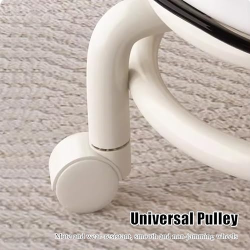 Acrylic Pulley Low Stool with Backrest, 360° Swivel Chair, Caster Wheels, Grey O5728