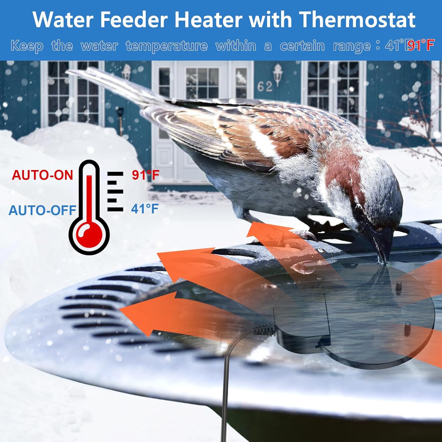 Submersible Bird Bath Heater 500W for Winter V153