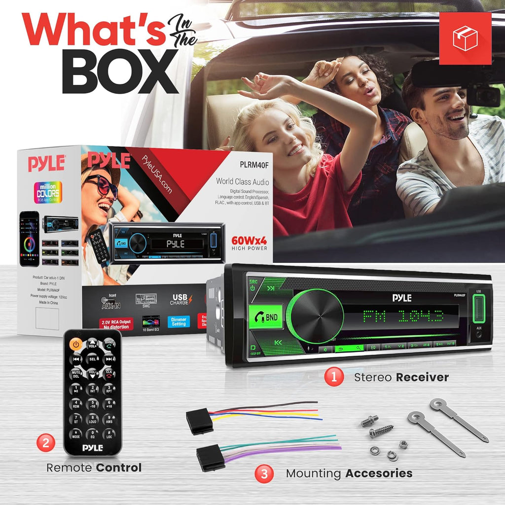 Bluetooth Stereo Receiver Power Amplifier for Cars, AM/FM/USB/AUX, Single DIN I98121