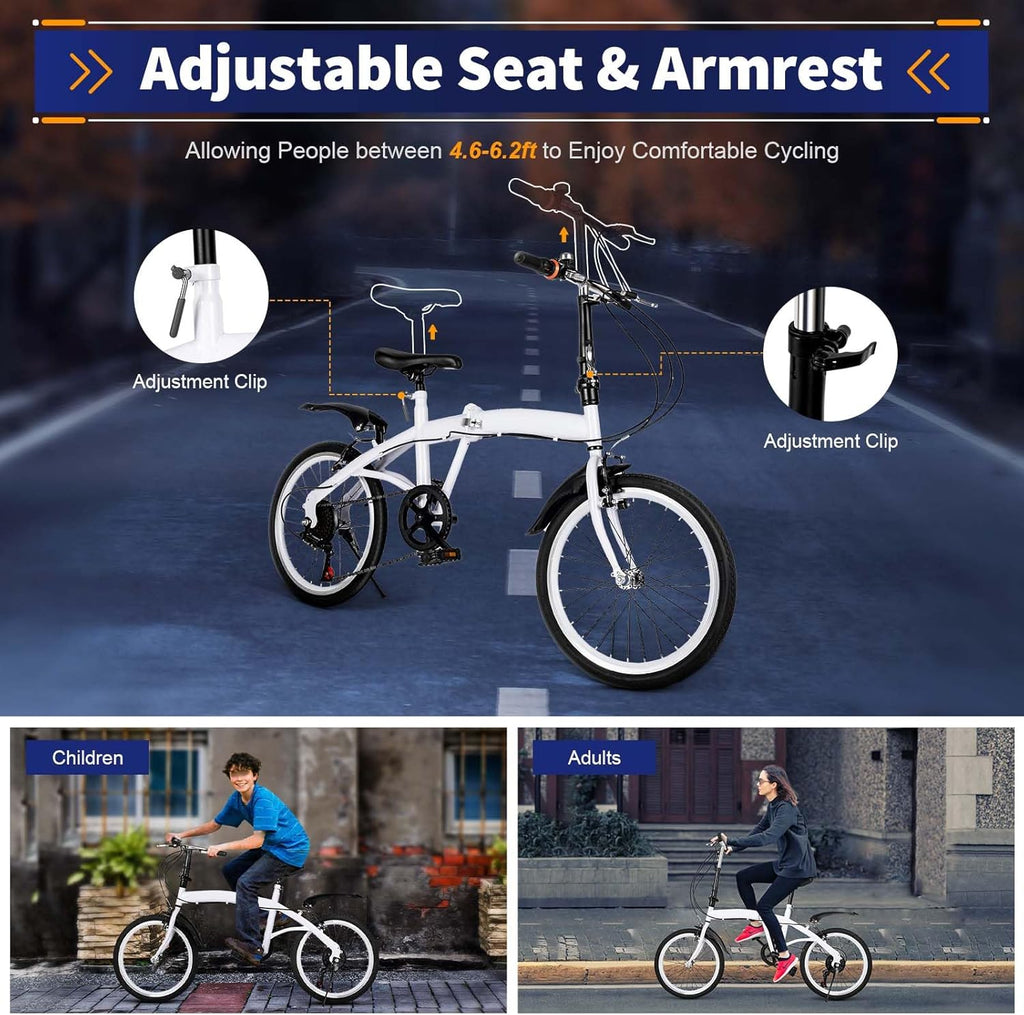 Folding Bike 20 Inch, 6 Speed, Adjustable Seat Y161