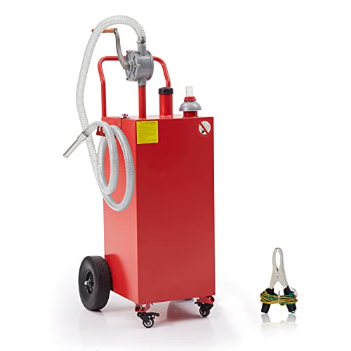 30 Gallon Gas Caddy - Portable Fuel Tank with Pump and Wheels Portable Fuel Storage Tank for Car, Lawnmower, ATV, Boat, Motorcycle