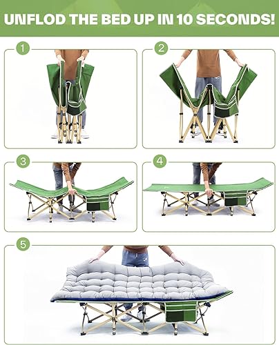 Camping Cot for Adults with Mattress, Heavy Duty Portable Folding Bed P23691
