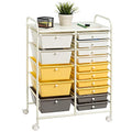 15 Drawer Rolling Storage Cart, Mobile Utility Cart with Lockable Wheels, Drawers, Multipurpose Organizer Cart for Home, Office, School, Black