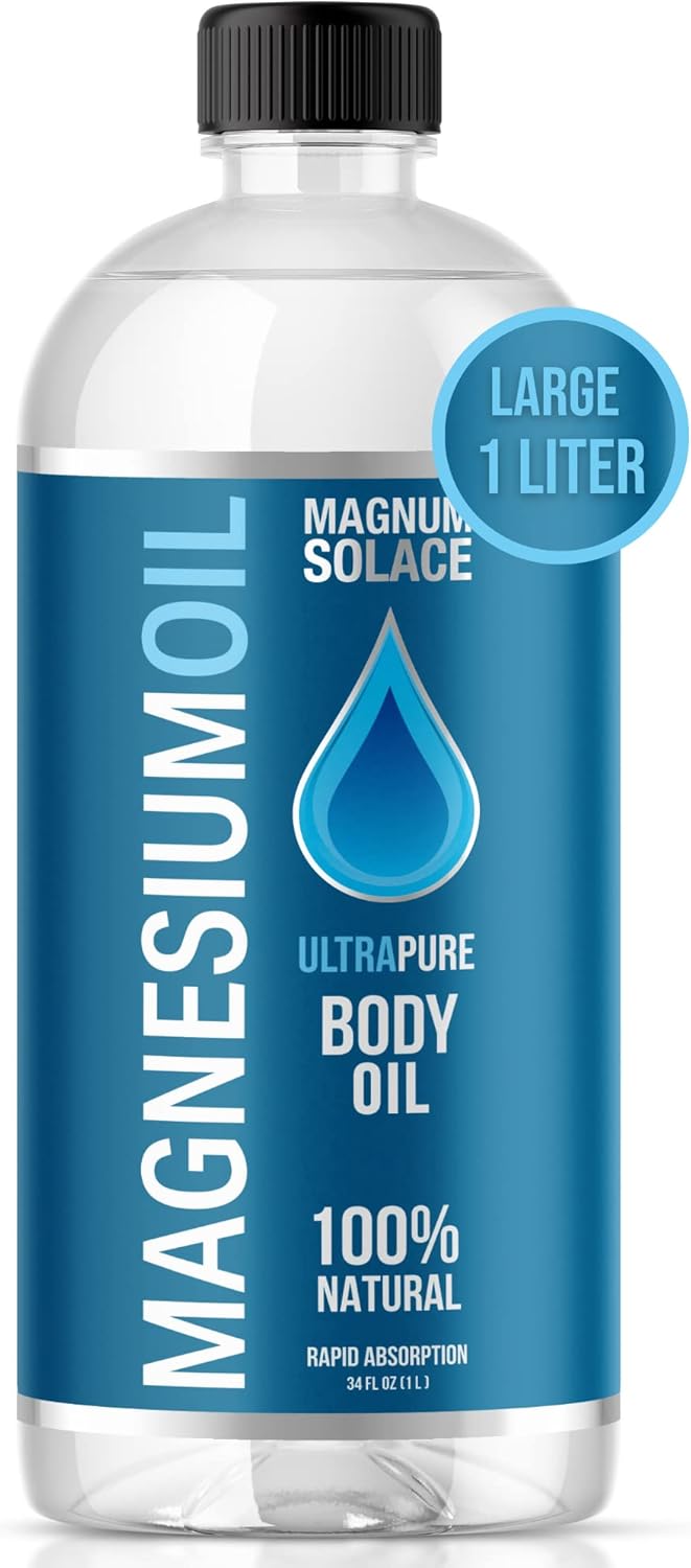 Magnesium Oil for Muscles Magnesium Bath Soak - Large 1 Liter (34 oz) for Use in Salt Bath, Foot Soaks or to Refill Magnesium Oil Spray Bottles - Great Alternative to Magnesium Bath Flakes