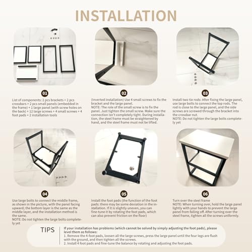 Fish Tank Stand Metal Double Layer with Storage, 40-50 Gallon, Black I174419
