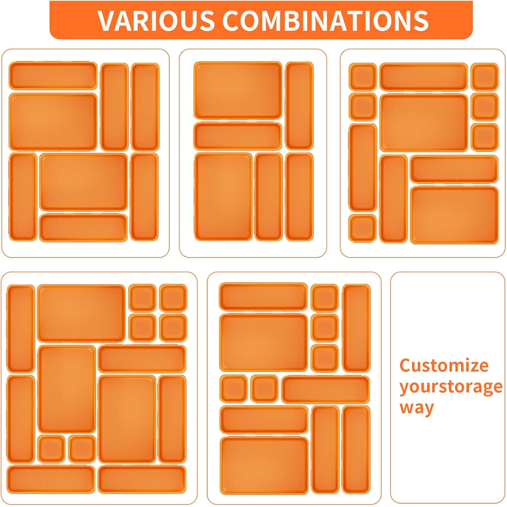 Desk Drawer Organizer Tray, 45 Pack, 3 Sizes Plastic Storage Bins P778148
