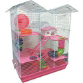 Large Twin Tower 5-Levels Crossing Level Tube Habitat Syrian Hamster Rodent Gerbil Mouse Mice Rat Wire Animal Home Cage with Hide House Running Wheel Food Bowl Water Bottle Deep Base