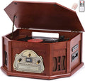 ORCC 10-in-1 Bluetooth Turntable Record Player with Built-in Speaker, Vinyl Turntable CD Cassette and FM/AM Radio Combo, AUX in RCA Out USB MP3 Recording Headphone Jack Compact Turntable