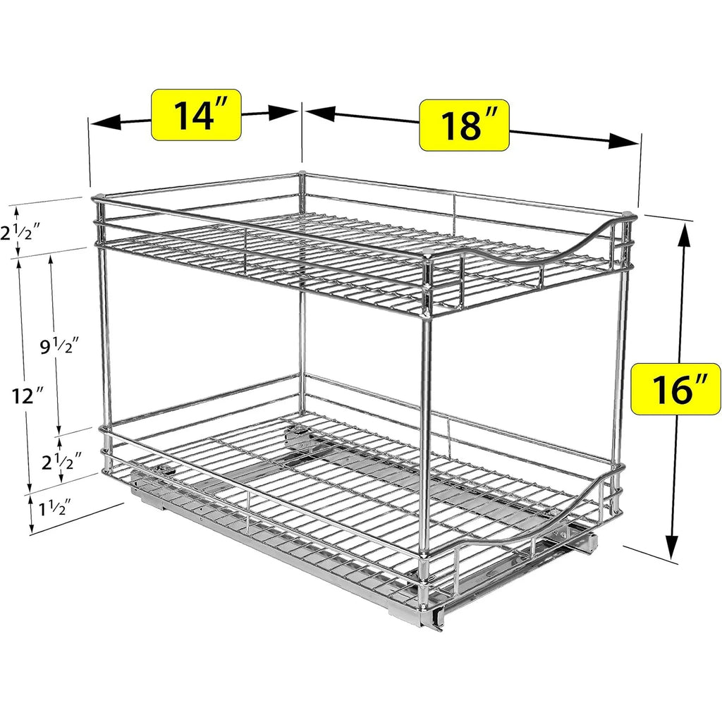 Pull Out Cabinet Organizer - Slide Out Drawer for Kitchen Cabinets - 2 Tier G208075