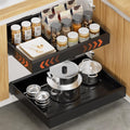 2Pack Expandable Pull Out Cabinet Organizer 21Deep, Adjustable Width 12.2-20.4Slide Out Drawers &amp; Roll Out Shelves for Kitchen Cabinets, Easy Install with Double-Sided Adhesive, Black