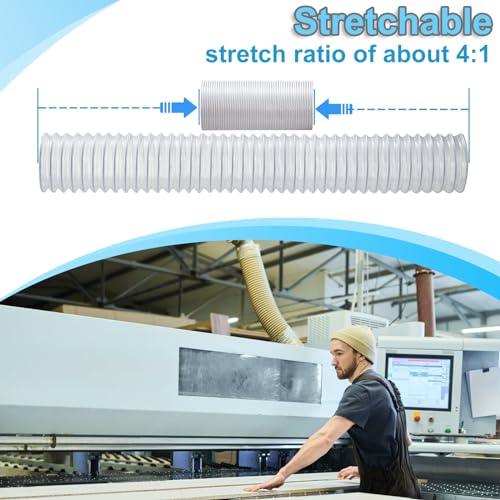 PVC Dust Collection Hose 4 Inch, 10 ft, Flexible with Carbon Steel Wire Coil Q574898