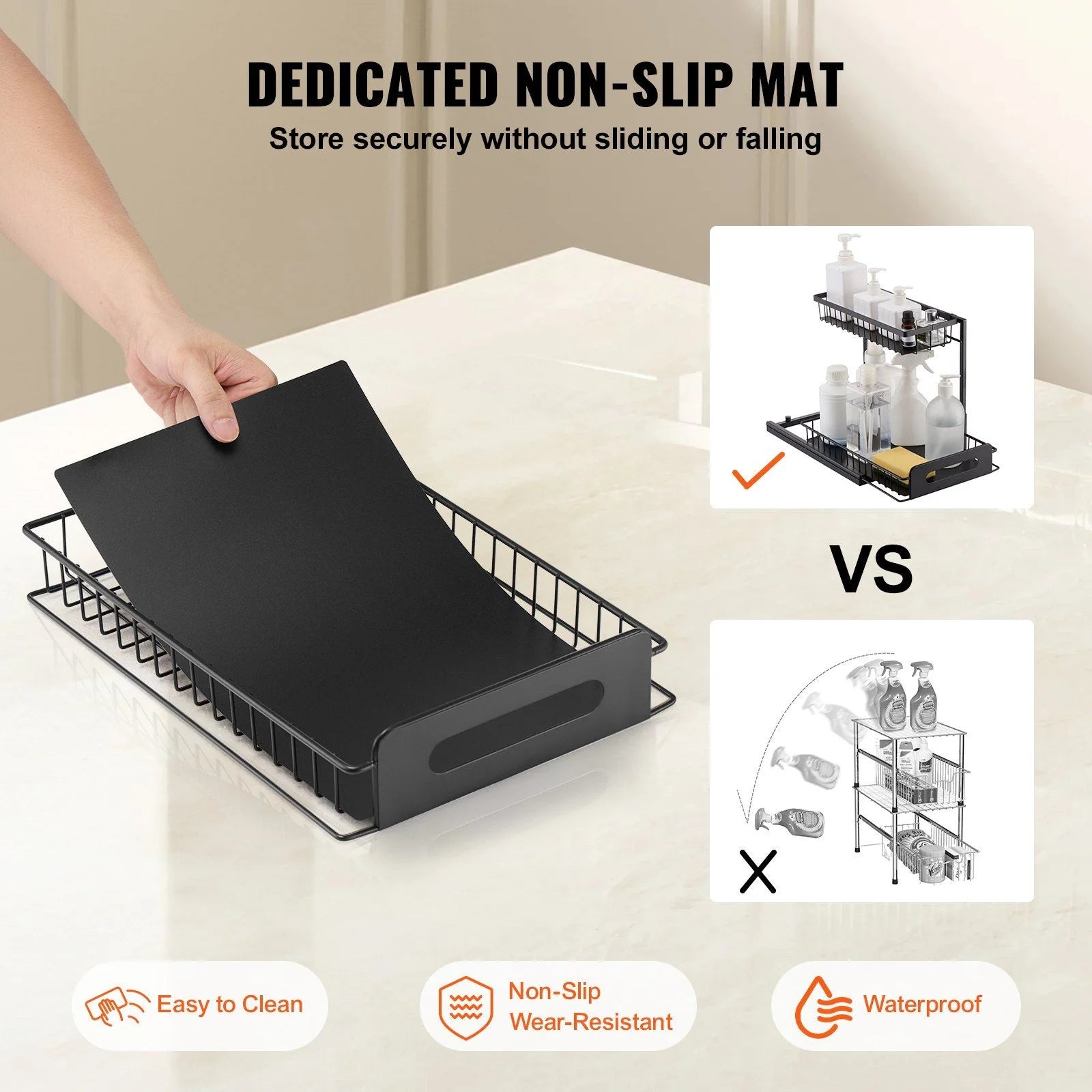2-Tier Pull Out Cabinet Organizer, Expandable Wire Drawer for Kitchen & Bathroom M86525