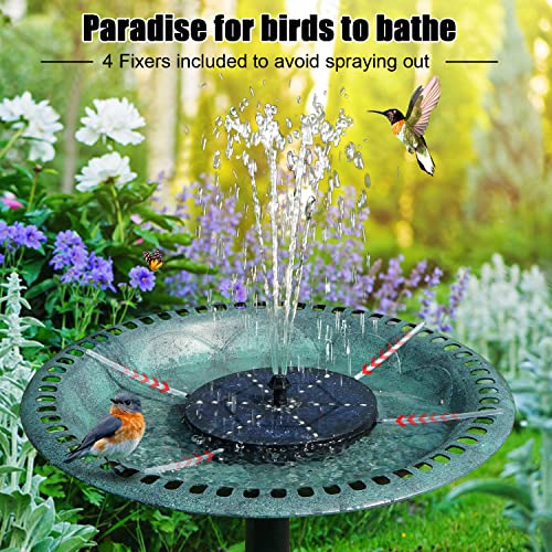 Solar Bird Bath Fountain with 4W Pump, 4000mAh Battery, 7 Nozzles, LED Lights for Garden and Patio N43414